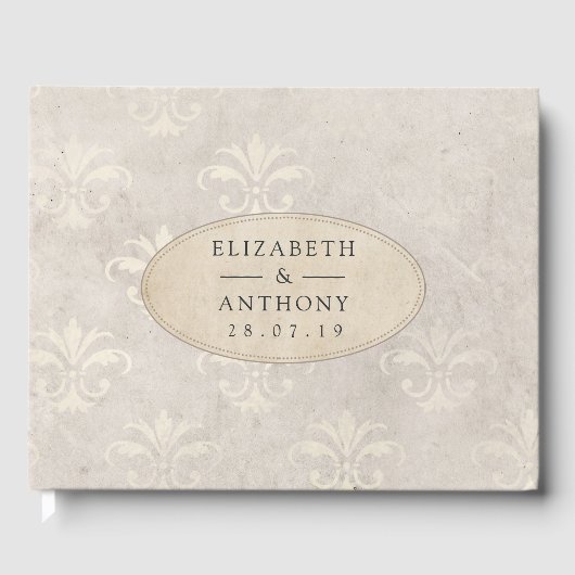  Ivory Damask Wedding Gastenboek (Voorkant)