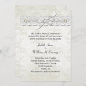 Ivory Damask Wedding Invitation Kaart (Voorkant / Achterkant)