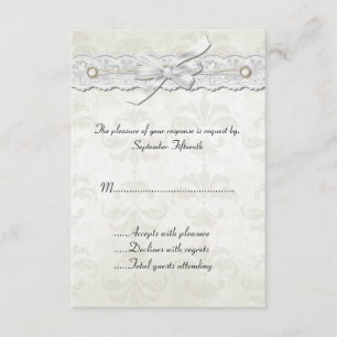 Ivory Damask Wedding RSVP-kaart RSVP Kaartje