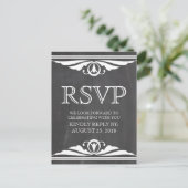 Ivory Deco Chalkboard RSVP Briefkaart (Staand voorkant)