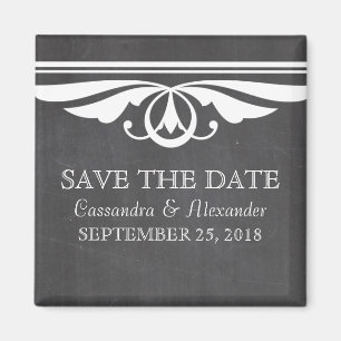 Ivory Deco Chalkboard Save the Date Magnet Magneet