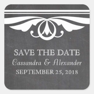 Ivory Deco Chalkboard Save the Date Stickers