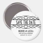Ivory Deco Flourish Save the Date Magnet (Recto/Verso)