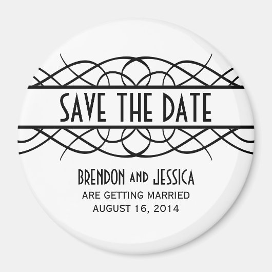 Ivory Deco Flourish Save the Date Magnet (Devant)