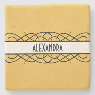 Ivory Deco Flourish Stone Onderzetter