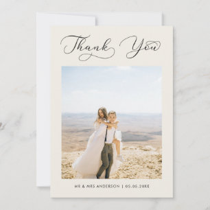 Ivory Delicate Calligraphie Mariage Photo Merci