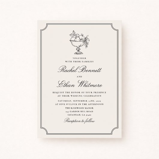 Ivory Double Frame Fruit Bowl Wedding Invitation