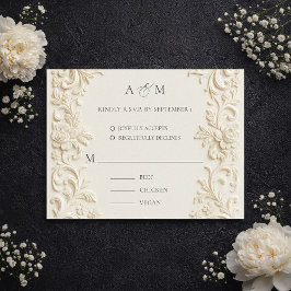 Ivory Elegant Baroque Wedding Response Card RSVP Kaartje