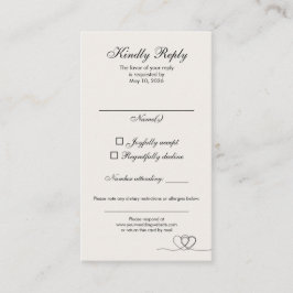 Ivory Elegant Chic Calligraphy Wedding RSVP Card Visitekaartje