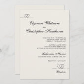Ivory Elegant Hearts Calligraphy Wedding Kaart (Voorkant / Achterkant)