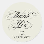 Ivory Elegant Script Wedding Dank u Ronde Sticker (Voorkant)