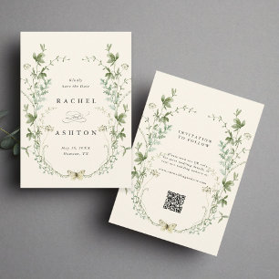 Ivory Elegant Waterverf Wildflower Wedding Save The Date