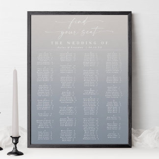 Ivory- en blauwe alfabetische bruiloft poster