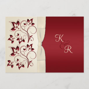 Ivory en Claret Monogrammed Invitation Kaart