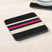 Ivory en Hot Pink Stripes Koelen Eenvoudig patroon Bier Onderzetter (Linkerzijde)