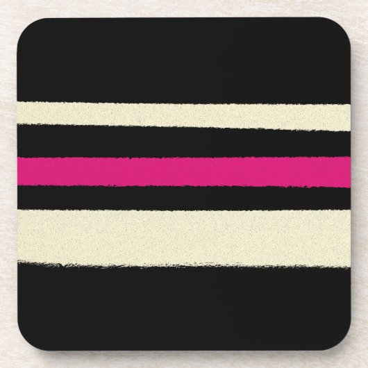 Ivory en Hot Pink Stripes Koelen Eenvoudig patroon Bier Onderzetter (Voorkant)