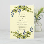 Ivory Enchanting Botanical Wedding Kaart (Staand voorkant)