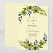 Ivory Enchanting Botanical Wedding Kaart (Voorkant / Achterkant)