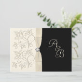Ivory et Black avec Pearl Love Knot Invitation (Debout devant)