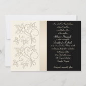 Ivory et Black avec Pearl Love Knot Invitation (Dos)