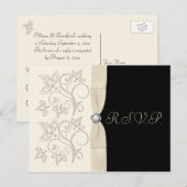 Ivory et noir avec Pearl Love Knot Carte postale R (Devant / Derrière)