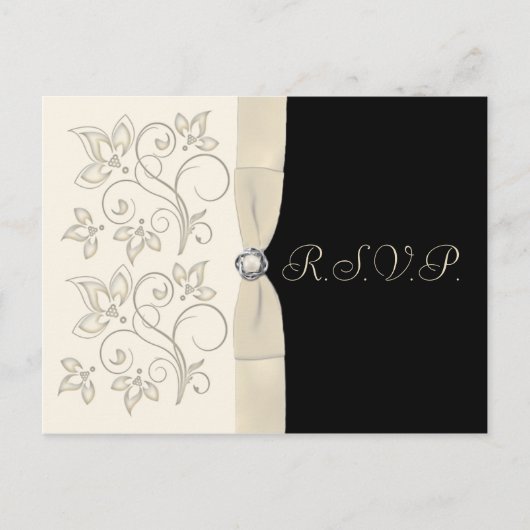 Ivory et noir avec Pearl Love Knot Carte postale R (Devant)