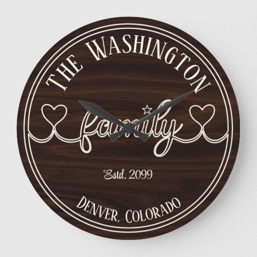 Ivory Family Script op houten effect achtergrond Grote Klok (Voorkant)