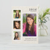  Ivory Floral Afstuderen Foto Collage Kaart (Staand voorkant)