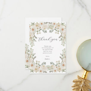 Ivory Floral Baby shower bedankje Bedankkaart