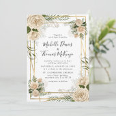 Ivory Floral Bouquet Élégant Mariage Invitation (Debout devant)