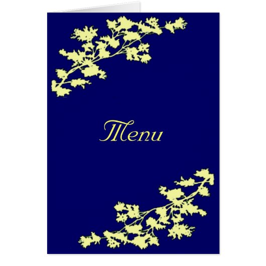 Ivory Floral Deco Wedding Menu Card (Voorkant)