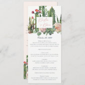 IVORY FLORAL DESERT CACTI WATERCOLOR MENU MARIAGE (Devant / Derrière)