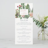 IVORY FLORAL DESERT CACTI WATERVERF WEDING MENU (Staand voorkant)