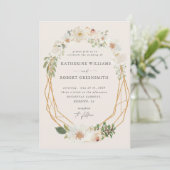 Ivory Floral Garden Elégant Mariage Invitation (Debout devant)