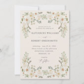Ivory Floral Garden Elégant Mariage Invitation (Devant)