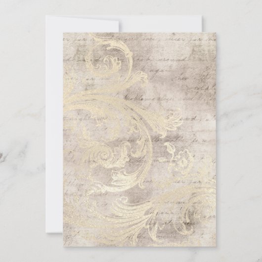 Ivory Floral Polygonal Rustique Faire-part de mari (Dos)