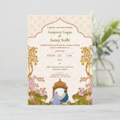 Ivory Floral Punjabi Sikh Faire-part de mariage (Debout devant)