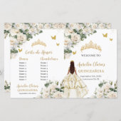 Ivory Floral Quinceanera Programme de l'ordre des (Devant / Derrière)