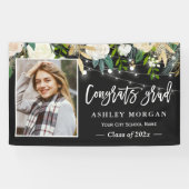 Ivory Floral String Lights Photo Afstuderen Spandoek (Horizontaal)