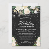 Ivory Floral String Lights Winter Holiday Party Kaart (Voorkant)