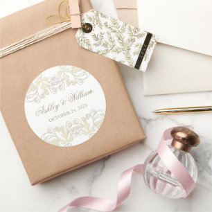 Ivory  Floral Vlaams Berichten Ronde Sticker