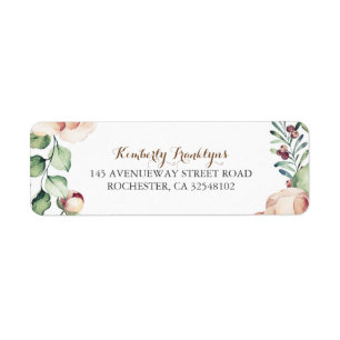 Ivory Floral Waterverf Bouquet Herfst Vintage Etiket