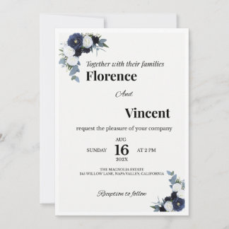 Ivory Floral Wedding Invitation Kaart