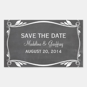 Ivory Flourish Chalkboard Save the Date Stickers