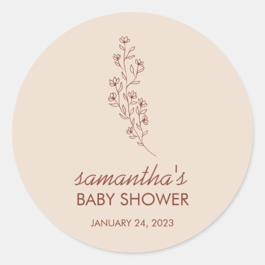 Ivory Flower Summer Fall Save Date for Baby Ronde Sticker (Voorkant)