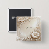 Ivory Flowers Button (Voorkant /achterkant)