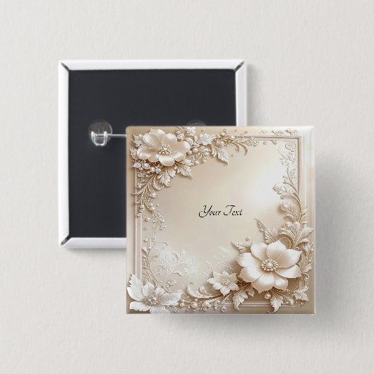 Ivory Flowers Button (Voorkant /achterkant)