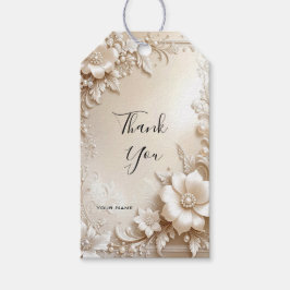 Ivory Flowers Gift Tag Cadeaulabel
