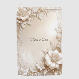 Ivory Flowers Golf Towel Golfhanddoek
