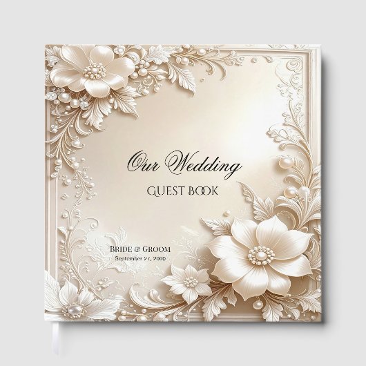 Ivory Flowers Guest Book Gastenboek (Voorkant)